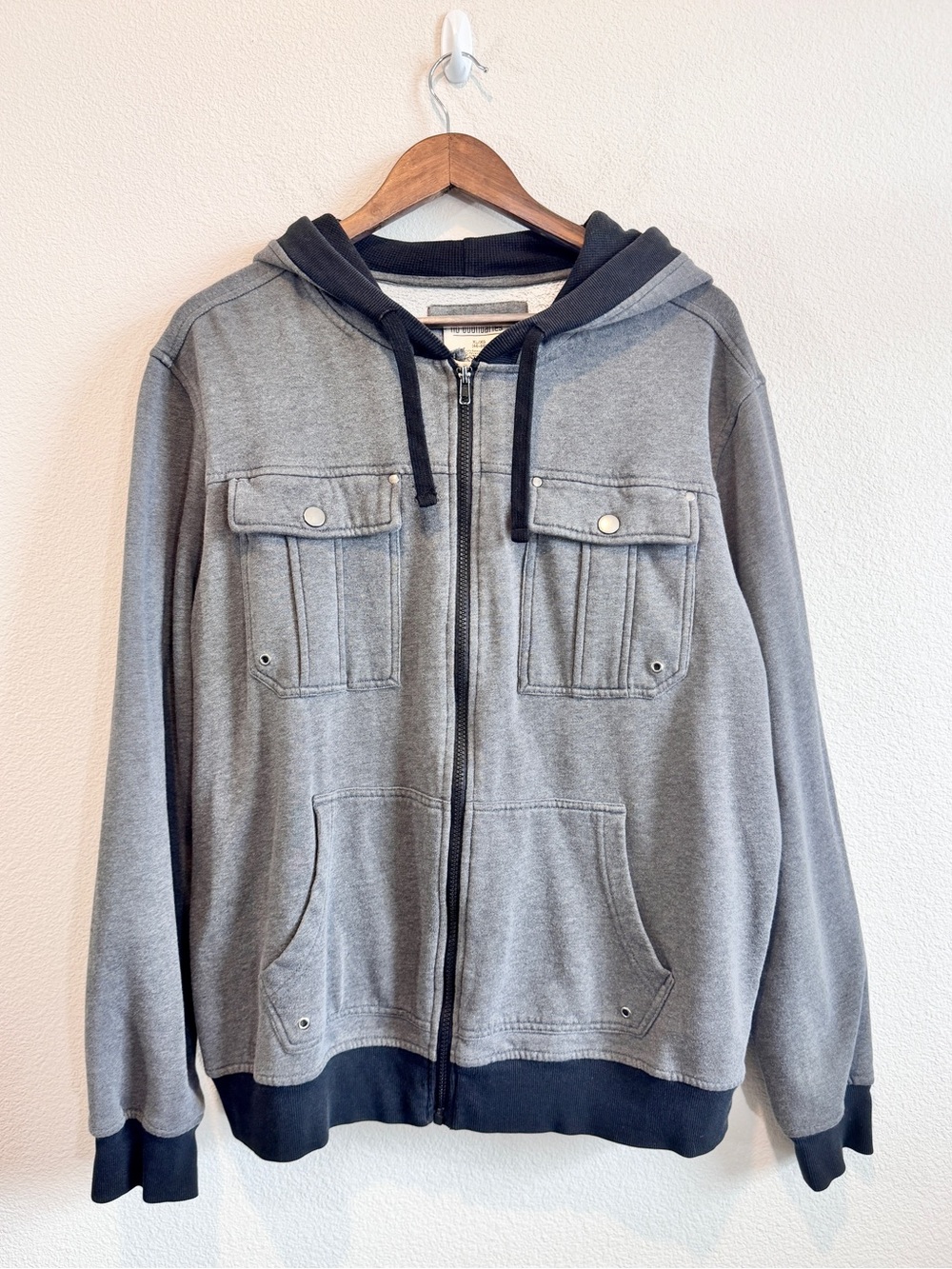 No Boundaries Vintage Y2K Hoodie Mens XL Gray Full Zip Skater Streetwear J24